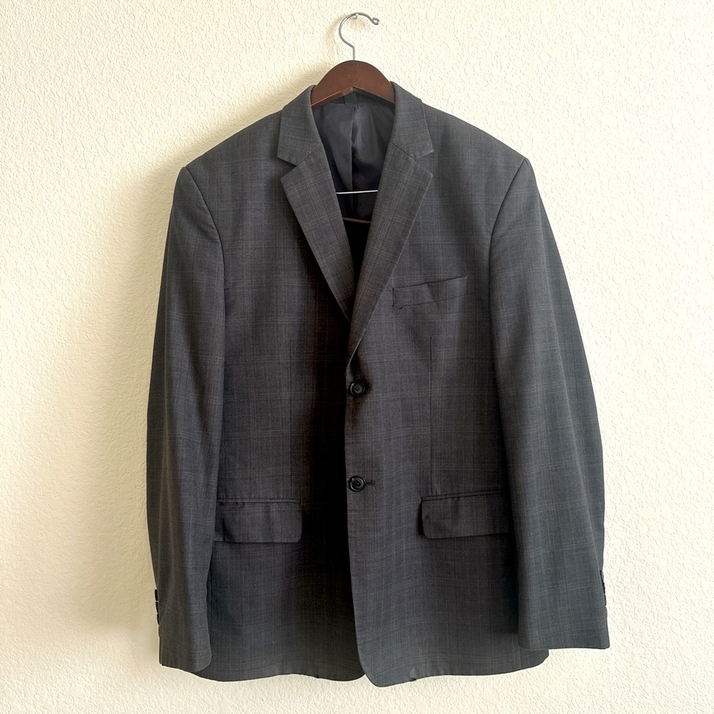 40R DOC & AMELIA by Cintas Men's Blazer Sport Coat + Vest Grey Plaid C080685